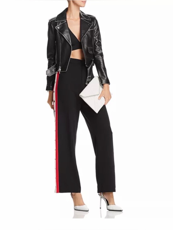 Bardot Pants - Bardot - Black Side Stripe Snap Pants